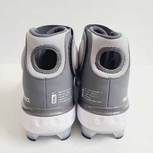 NEW Nike Alpha Huarache 3 Baseball Cleats CZ4455-005 Size 15 Gray main image 7